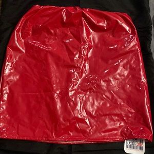 Red leather skirt